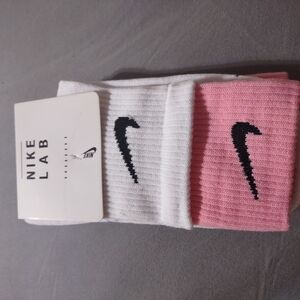 Nike Lab White and Pink Socks